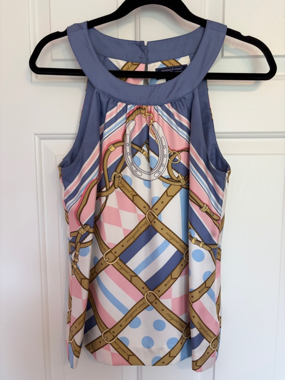 Rare Vineyard Vines for Kentucky Derby Silk Halter Neck Sleeveless Top Size 4